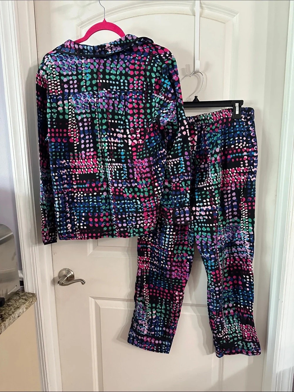 Kate Spade Flannel Multicolor Dot-Print Pajama Set - Size L